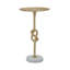 Table d'appoint dorée 13,8 x 13,8 x 24 po avec nœuds en corde et base en marbre blanc