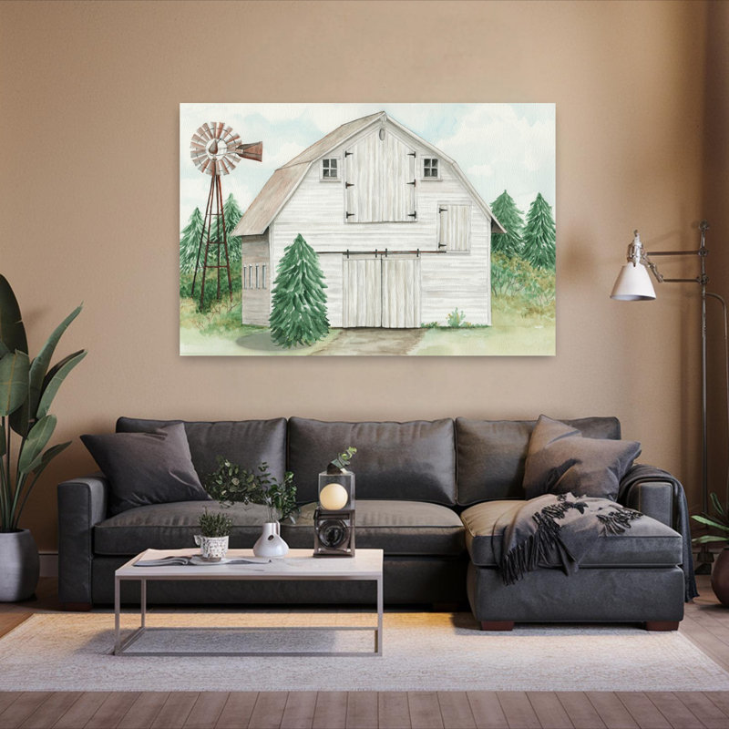 Fenton Farm, art abstrait contemporain, paysage, H 40 po x l 60 po