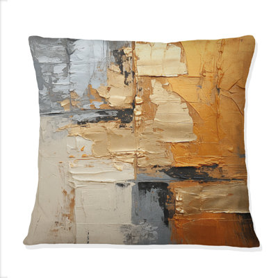 Coussin décoratif doré doré à motif géométrique brillant - Collages abstraits