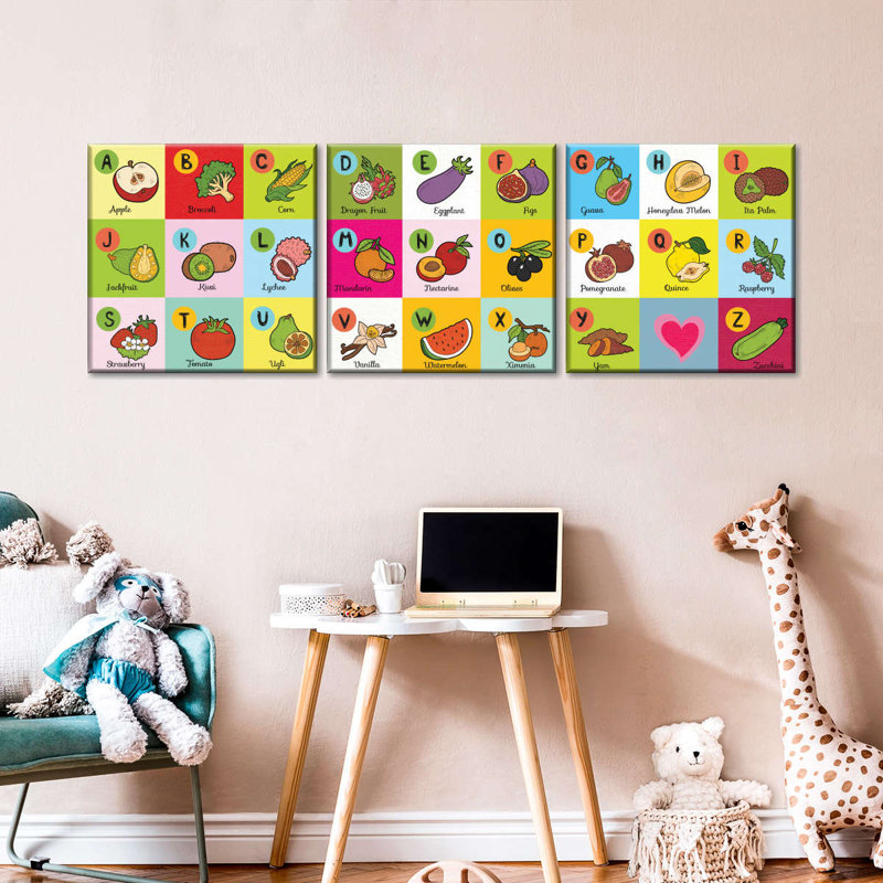 Impression sur toile de fruits et légumes, H 24 po x l 74 po x P 1,25 po