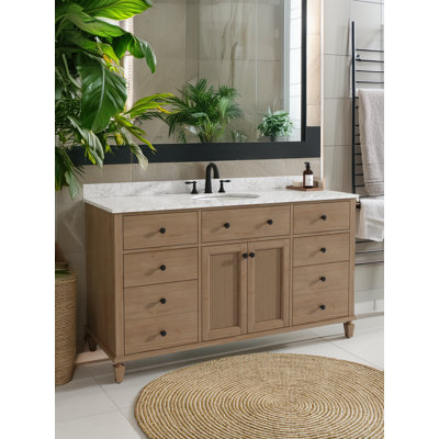 Meuble-lavabo simple 60 po avec lavabo encastré blanc Maxbano Farmhouse