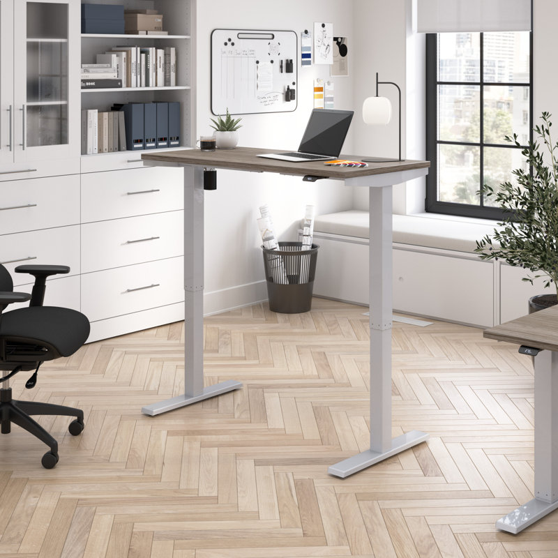 Move 40 Series Adjustable Standing Desk, Modern Hickory, 48" W X 24" D