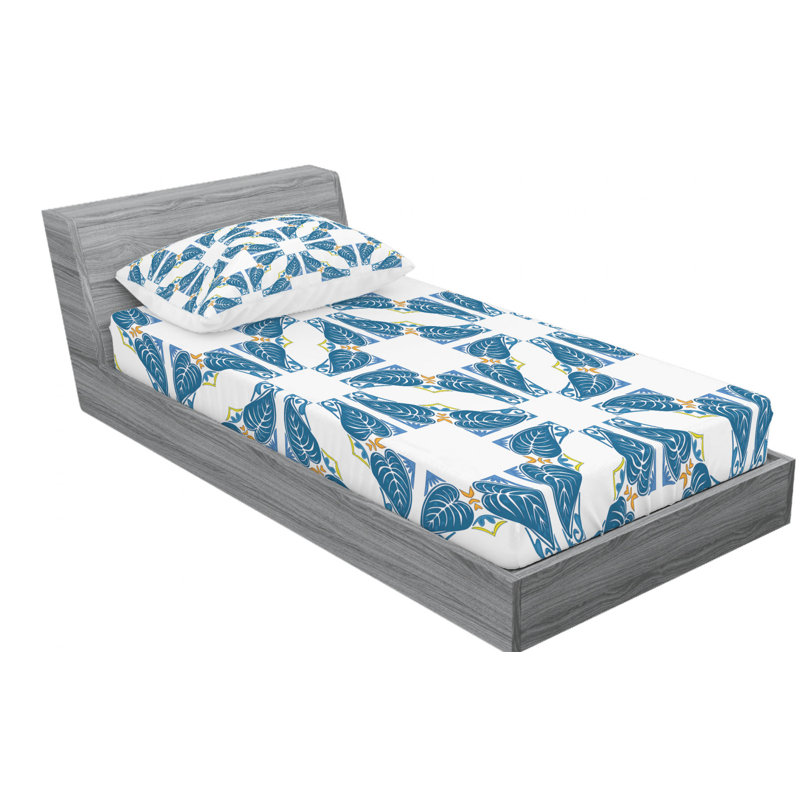 Microfiber Floral Sheet Set, Twin Sheet Set with Fitted Sheet