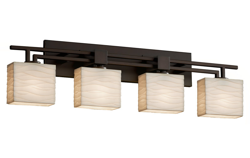 Éclairage pour salle de bain 4 lumières Donasia, Noir mat