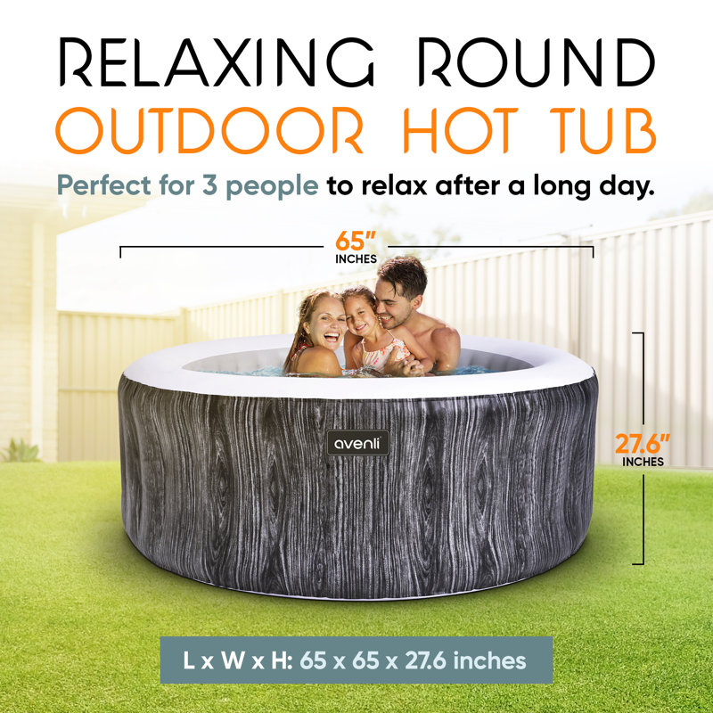 JLeisure 120 Volt 3 Person 105 - Jet Plastic Round Hot Tub / Cold Plunge Combination Hot Tub in Gray