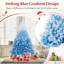 Arbre de Noël artificiel 7 pi avec 1264 branches et base pliante en métal blanc et bleu-1036524049-1036524054