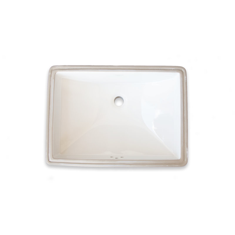 Lavabo de salle de bain rectangulaire encastré en porcelaine vitreuse avec trop-plein Rhyth Series, Blanc
