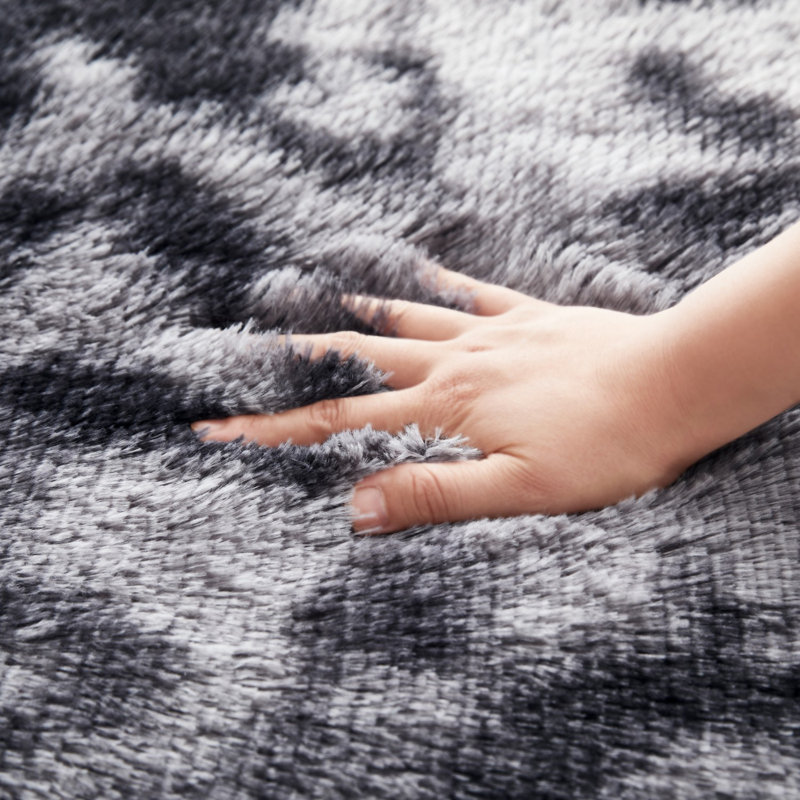 Luxury Plush Shaggy Grey Rug, Rectangle 80 x 150 cm