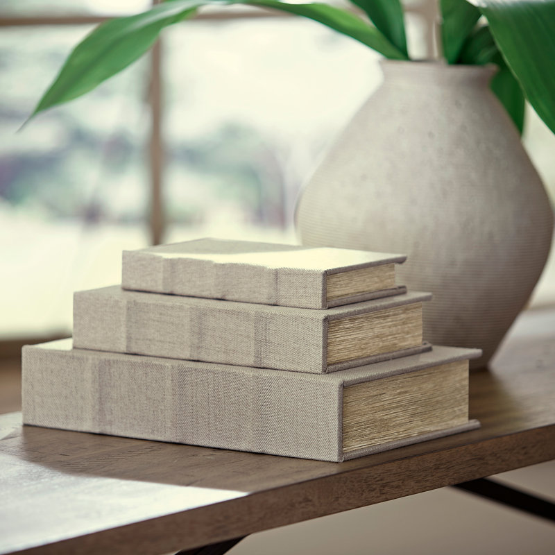 Kepir 3 Piece Fabric Book Box Set, Natural