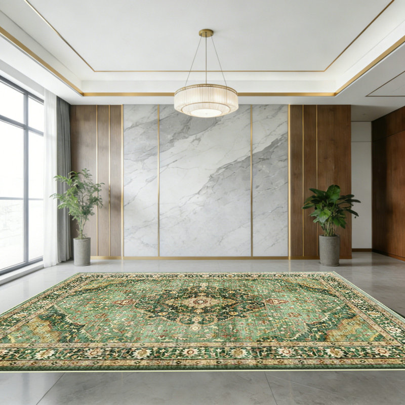 Tapis lavable antidérapant à motif vieilli à motif floral rétro pour le salon, la chambre à coucher, la brique, la rouille, la rouille, le neutre, le brun, le brun, l'orange et le vert