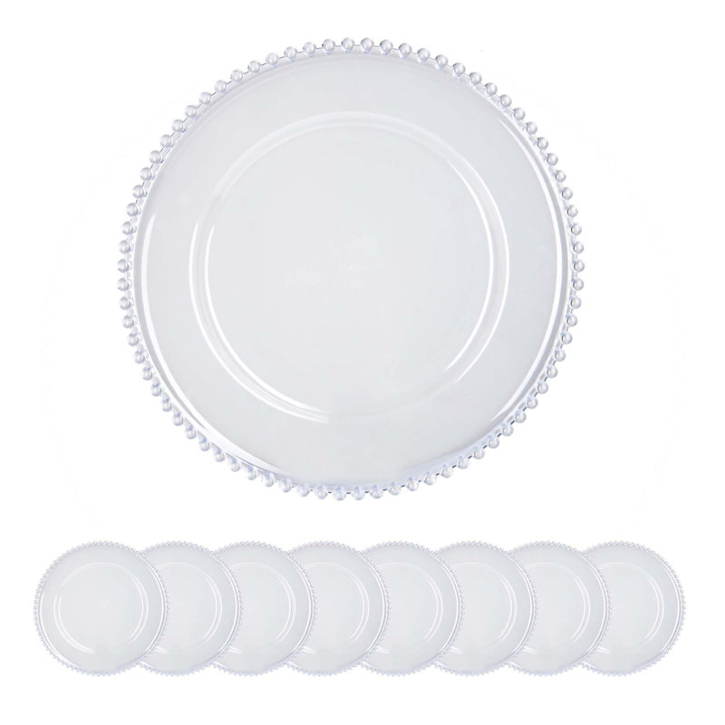 Paquet de 8 plaques de présentation en plastique durables, d'un diamètre de 13 pouces, parfaites pour les tables élégantes et pour protéger la porcelaine fine.