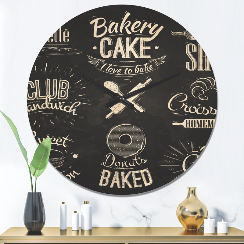 Personnages de boulangerie - horloge murale moderne en bois, Grand