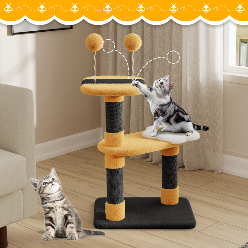 Amadahy 79cm H Cat Tree, Yellow/Black