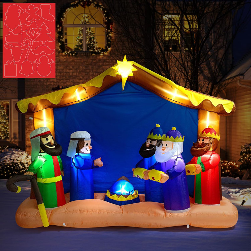 Crèche de Noël d'extérieur gonflable 8 pi Emila
