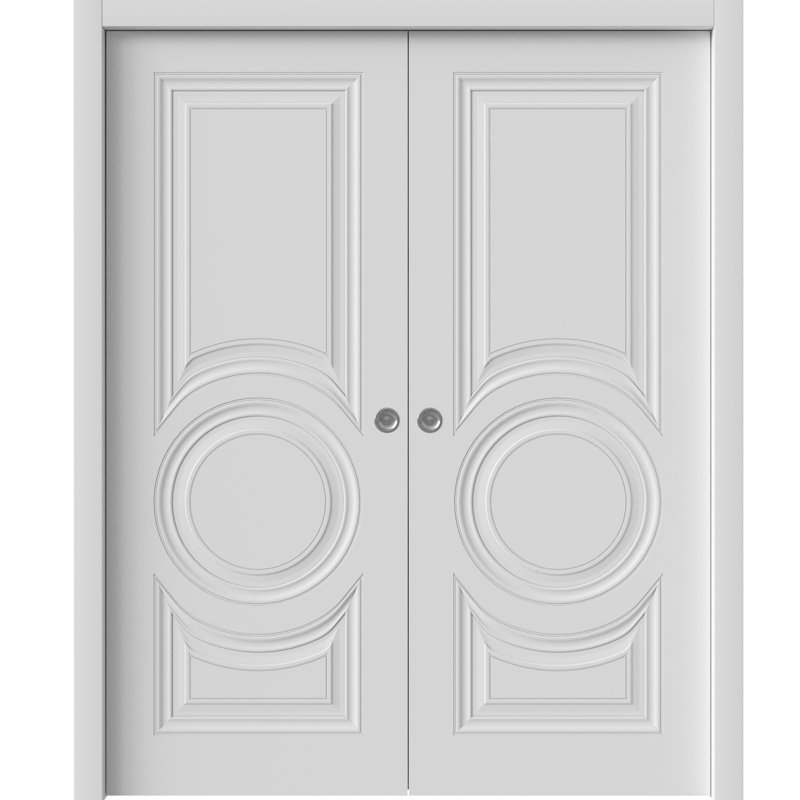 Portes coulissantes à double poche | Essentiel 1801 blanc | Ensemble de quincaillerie de rail | Portes intérieures de chambre en bois massif