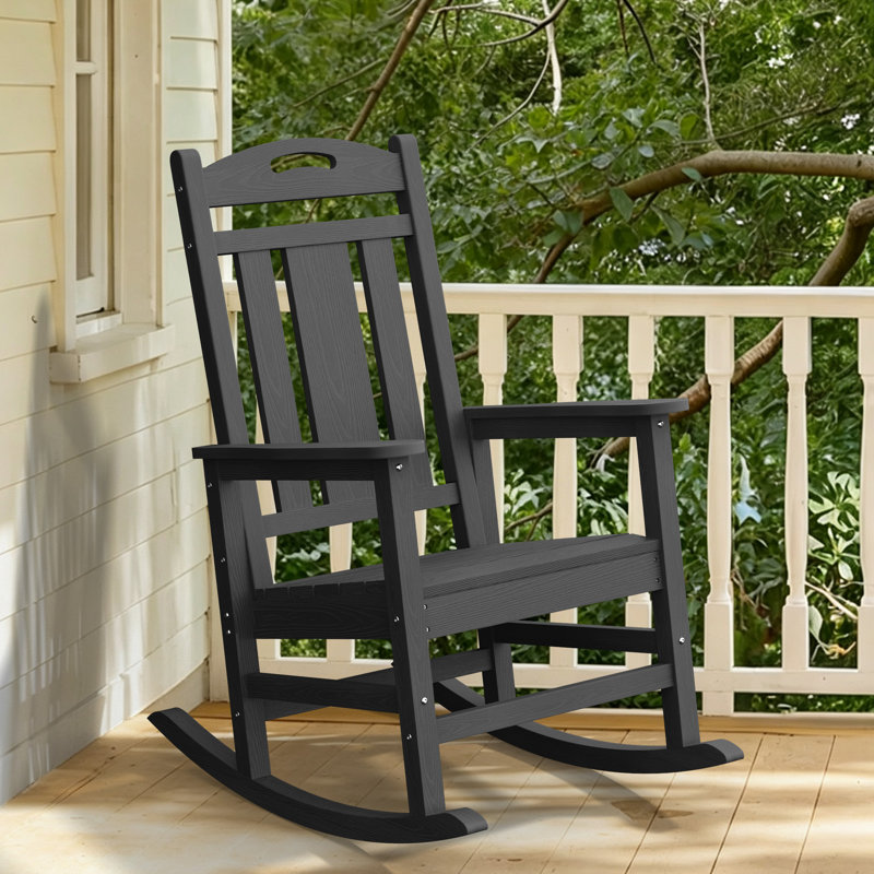 Chaise Adirondack berçante en PEHD pour l'extérieur, Noir