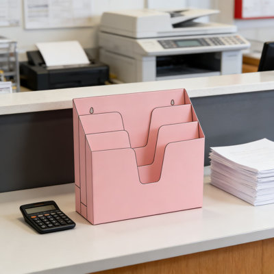 Organisateur de dossiers horizontal à trois niveaux avec quincaillerie de suspension, fabrication en plastique robuste et épaisse pour le bureau ou le bureau à domicile