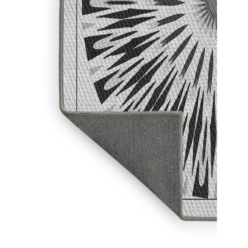 Tapis noir / gris en laine et polyester tissé à la machine Oriental, Tapis de couloir 2 pi x 5 pi