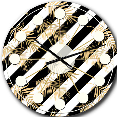 Golden Foliage VII - horloge murale Mid-Century moderne