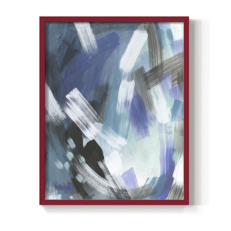 Aquatic Crosshatch II, reproduction encadrée - bois massif, H 11 po x l 9 po, Rouge