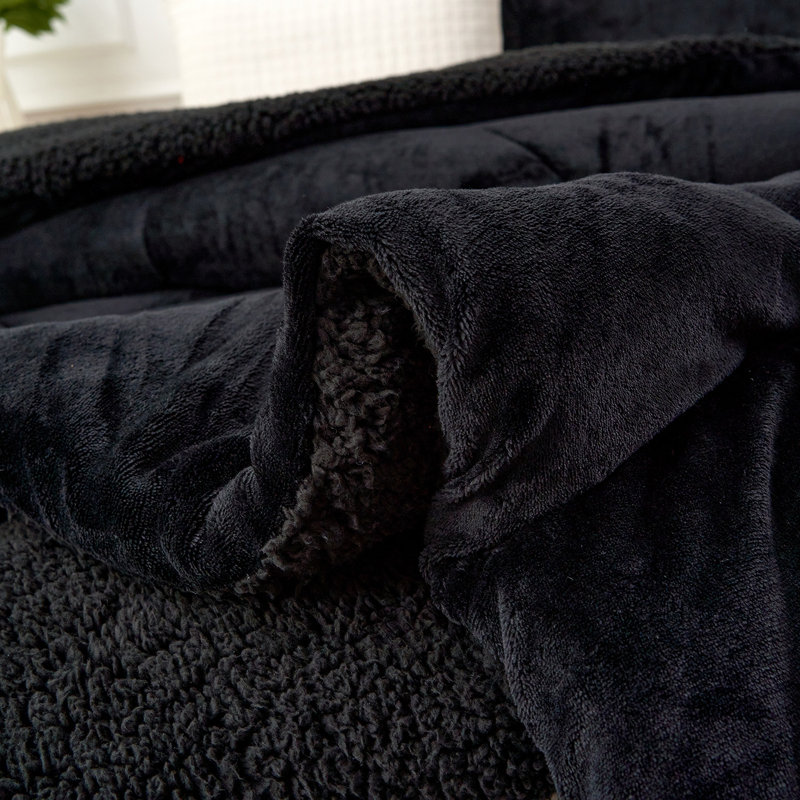 Couverture simple en molleton Sherpa, Noir
