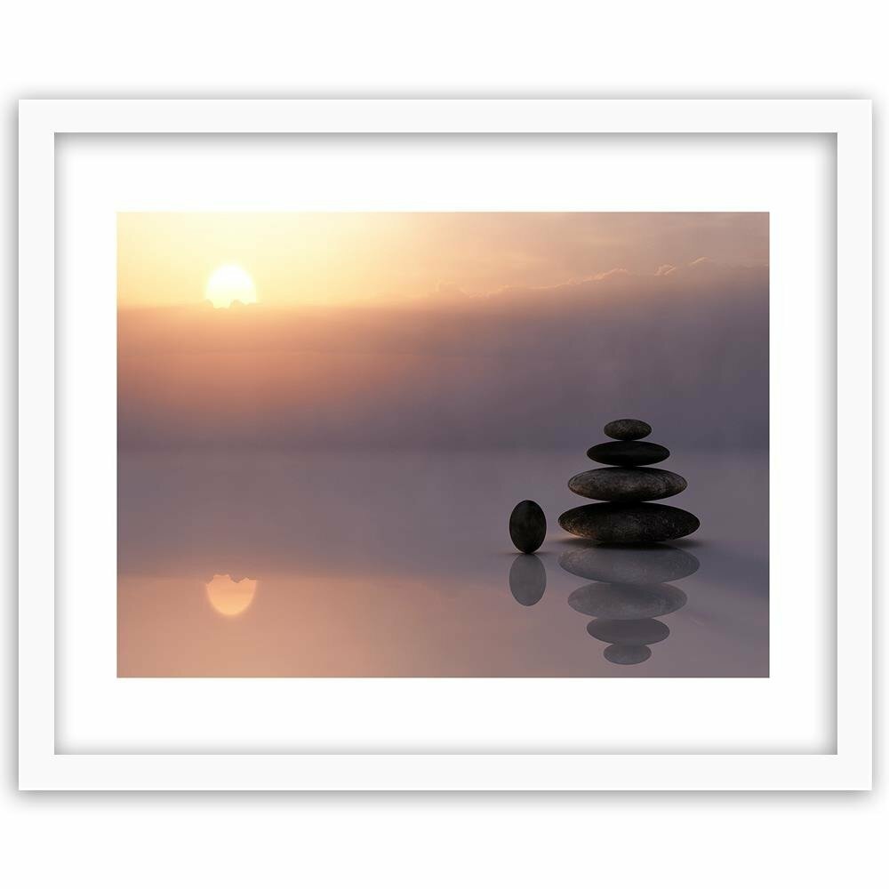 Gerahmter Fotodruck Zen-Steine am Meer