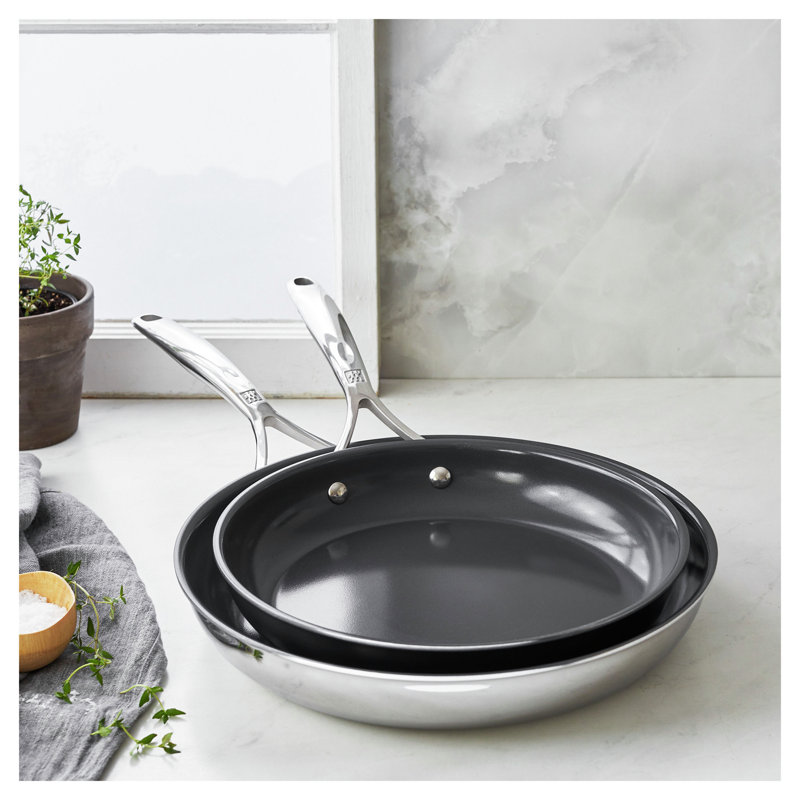 ZWILLING Energy Plus Stainless Steel Ceramic Nonstick Fry Pan Set