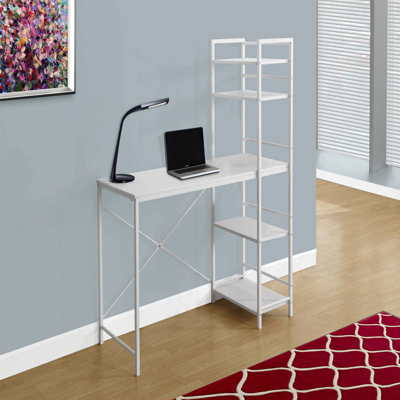 Computer Desk, Home Office, Laptop, Storage Shelves, 48"L, Work, White Laminate, White Laminate, Contemporary, Modern