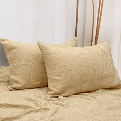 2 Pack 100% Linen Pillowcases，Breathable and Cooling Washed Pillowcases with Envelope Closure