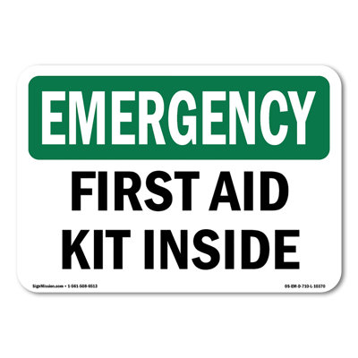 First Aid Kit Inside Aluminum Sign 10" X 7"