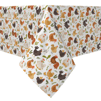 Fabric Textile Products, Inc. Rectangular Tablecloth, 100% Cotton, 60X104", Roosters Chickens And Hens