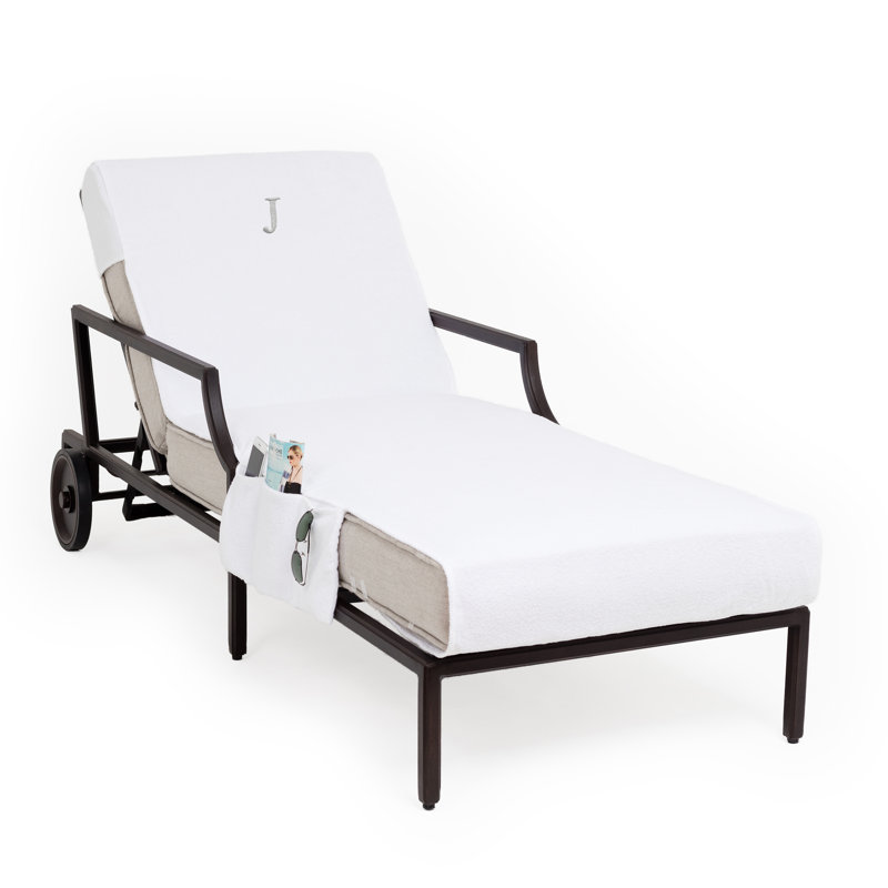 Chaise Lounge Cover Cotton, White\Gray, J