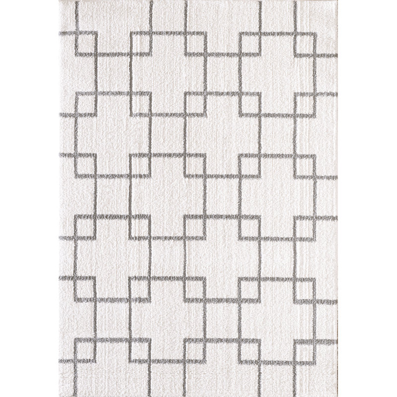 Tapis crème/argenté Kempf, Rectangle 6 pi 7 po x 9 pi 6 po