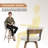 26'' Upholstered Swivel Counter Stool With Back And Bentwood Legs For Kitchen Island-1461584181