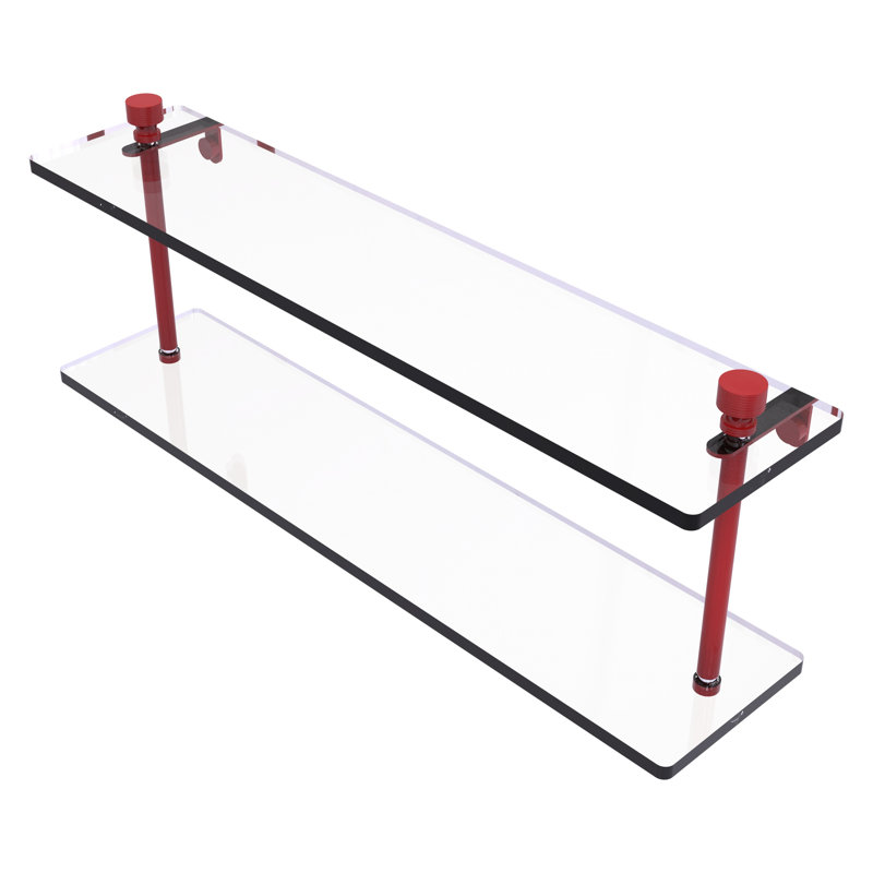 Tablette en verre Foxtrot, H 8 po x l 22 po x P 5 po, Rouge pompier