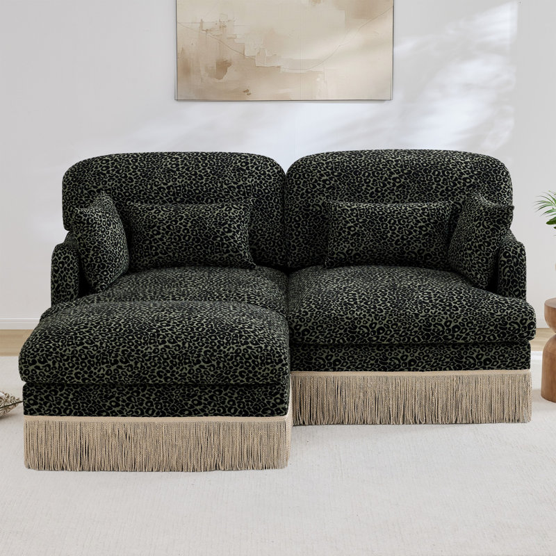 Canapé Comfy Chenille Leopard, Vert/noir