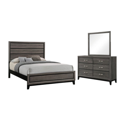 Carina Rustic Grey Oak 3-Piece Queen Bedroom Set With Dresser And Mirror -  CDecor Home Furnishings, 212198Q-S3M