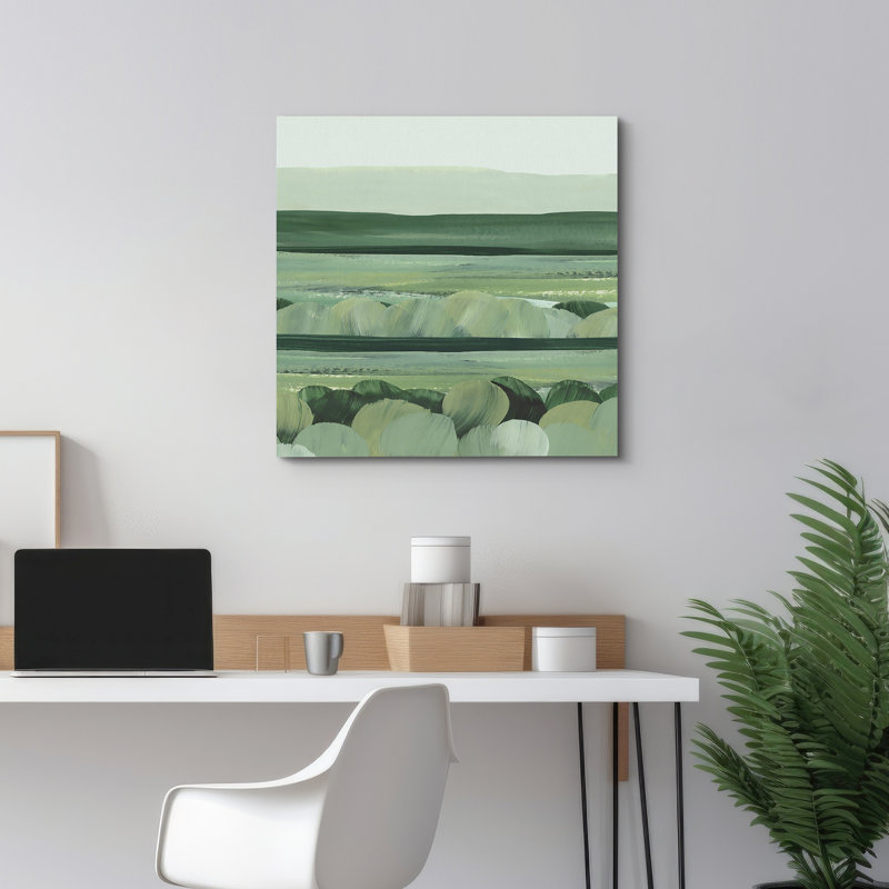Green Abstract Landscape, 12" H x 12" W, Wrapped Canvas