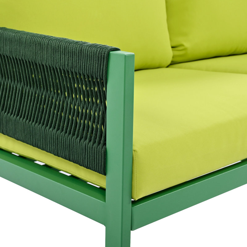 Élégante conversation de patio 4 - avec coussins épais et table basse en verre trempé pour l'extérieur