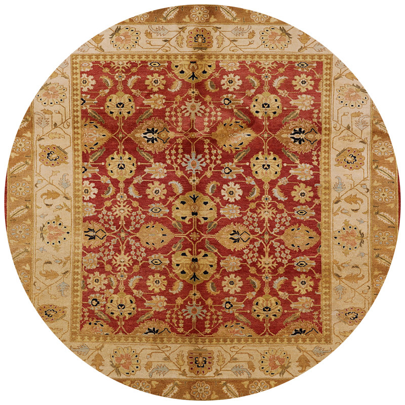 Tapis oriental rouge / jaune Kalme, Rond 7 pi