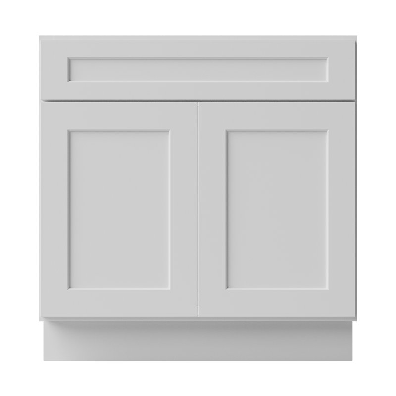 Armoire de salle de bain en bois massif prêt à assembler avec comptoir Shaker - comptoir non inclus, Blanc