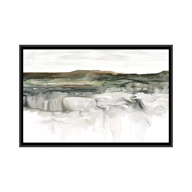 Impression de rivière Flow par Carol Robinson, Pas de tapis, H 18 po x l 26 po x P 1,5 po, Toile avec cadre noir