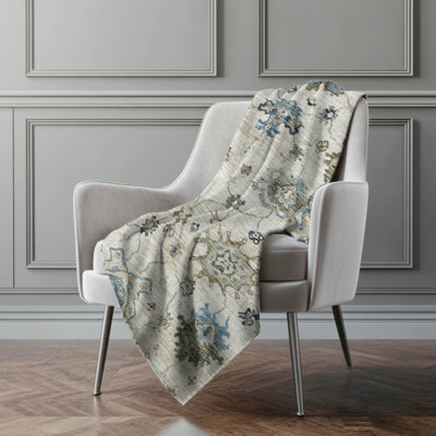 Addison Machine Washable Sherpa Ornate Throw Blanket