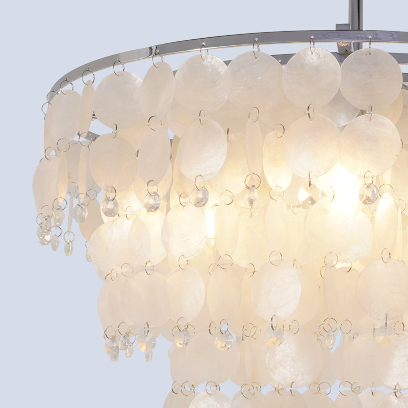 8 Light Dimmable Tiered Shell Chandelier