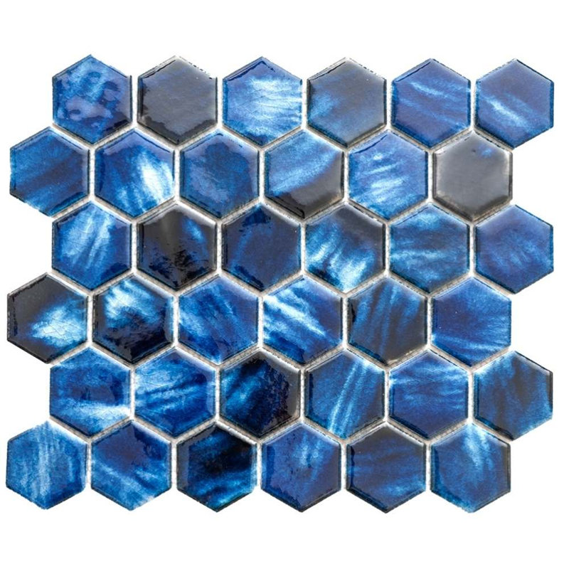 Carreau de mosaïque murale en porcelaine brillante 2 po x 2 po Agate, Saphire
