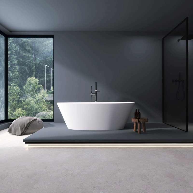 Baignoire de trempage autoportante 66,9 po pour salle de bain blanche
