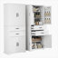 Armoire de rangement avec espace de rangement multifonctionnel pour cuisine / salle de bain / salle à manger / salon, 2 tiroirs avec glissières, tablette réglable-2093249895