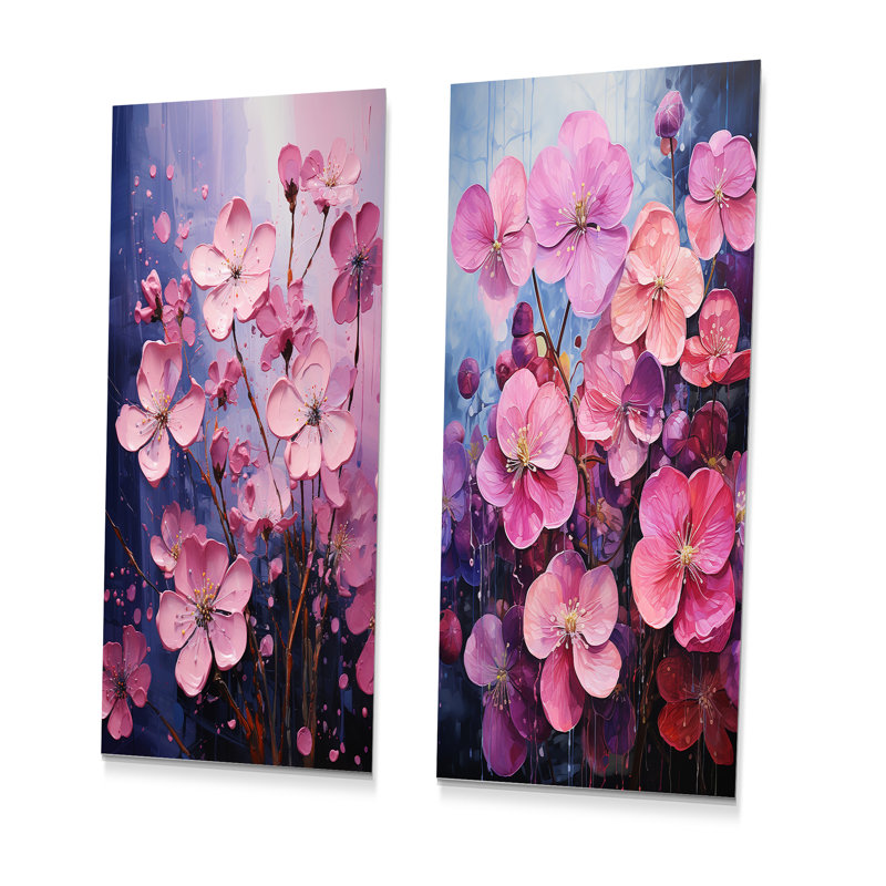 Neon Fantasy - Violets, ensemble de 2 reproductions d'art en métal, H 28 po x l 24 po