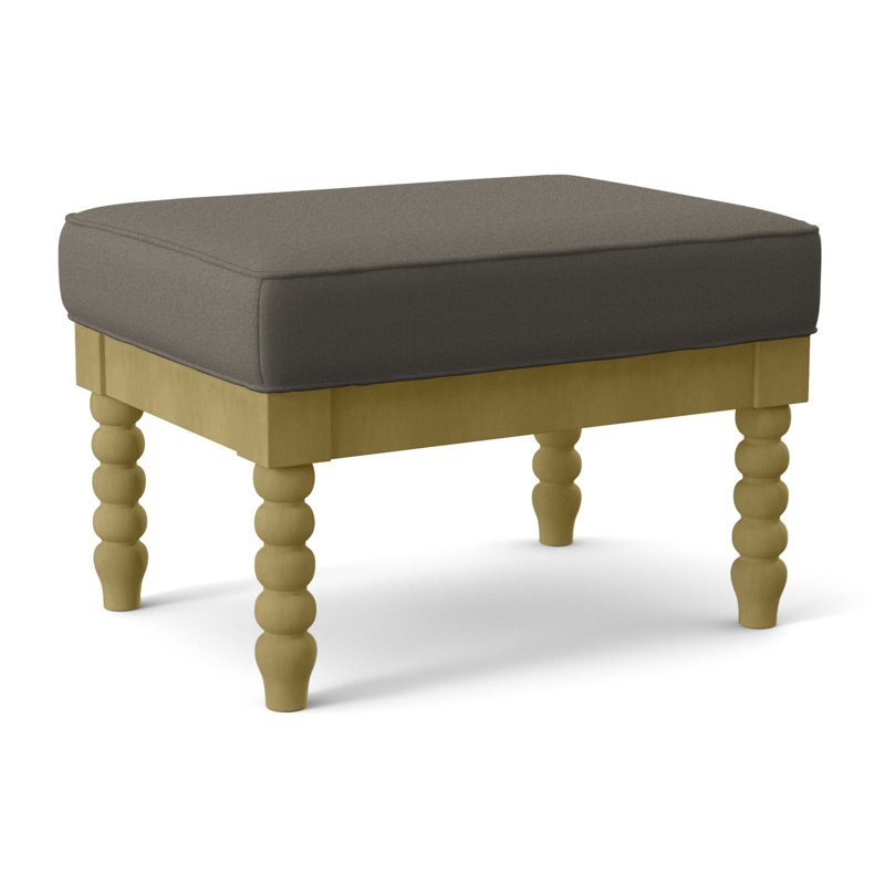 Repose-pieds Louisa, Tissu écossais taupe 0126-73, Finition laiton