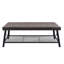 Table basse capitonnée en similicuir rembourré avec base en métal robuste